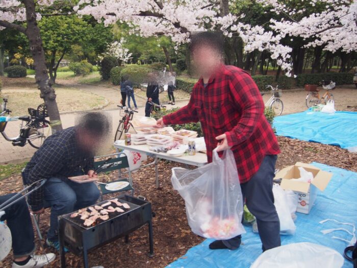 2016長居公園花見BBQ　肉焼きメンバー