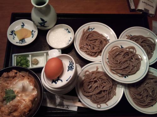 文楽_皿そば５皿とミニ親子丼