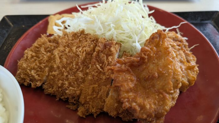 ロースカツ80gとから揚げ2個のアップ