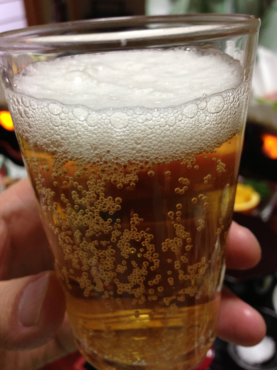紀泉閣の昼食で乾杯したビール
