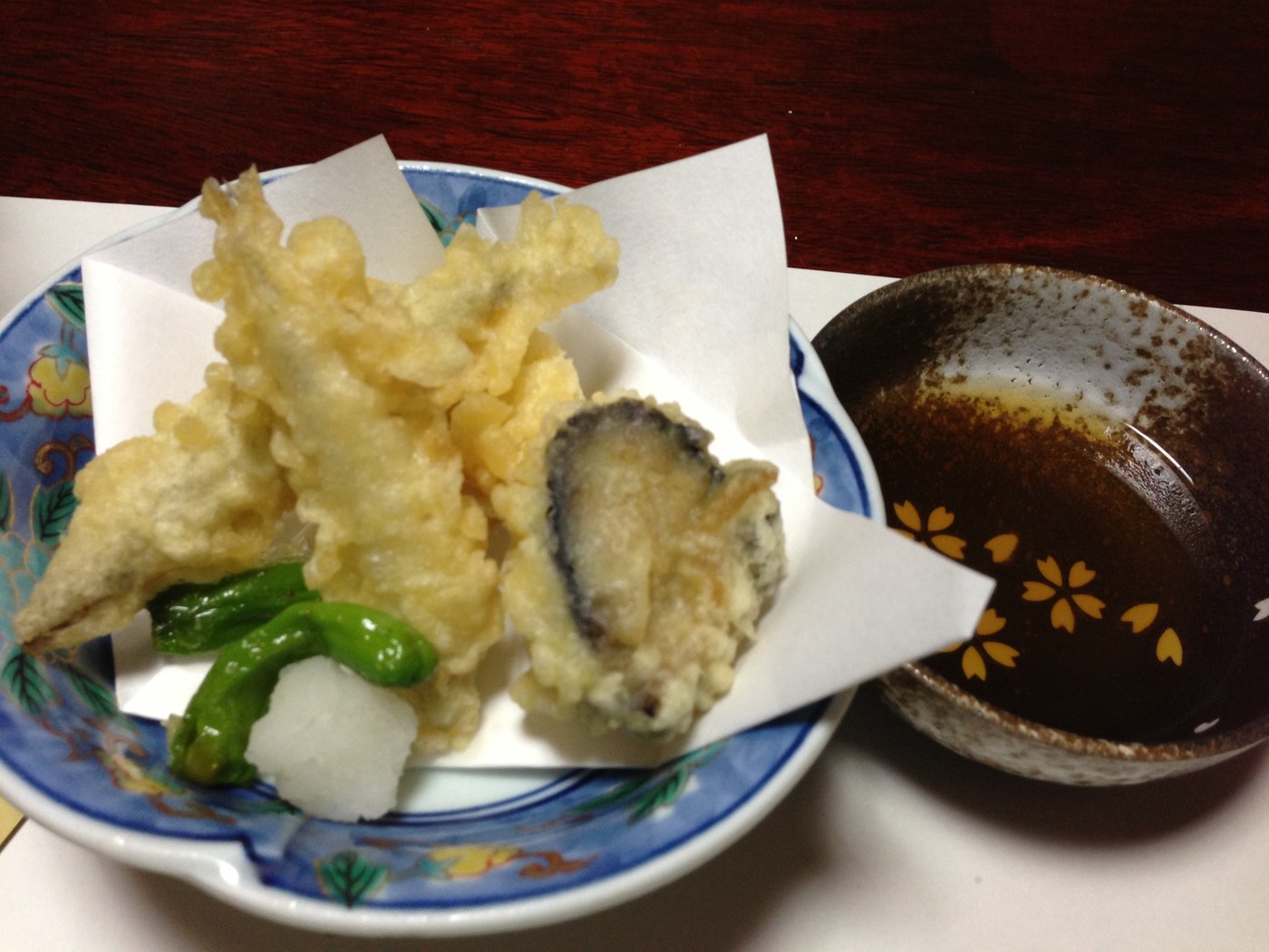 紀泉閣の夕食の天ぷら