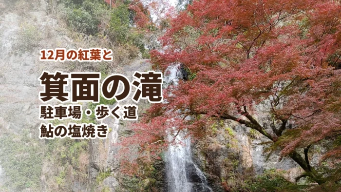 赤いもみじと箕面大滝