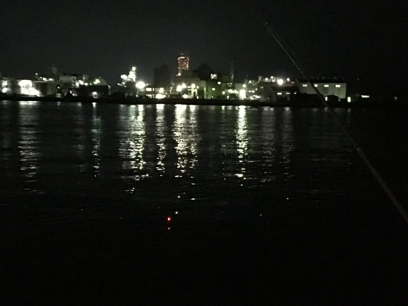 泉佐野食品コンビナートの夜の海と対岸の灯り